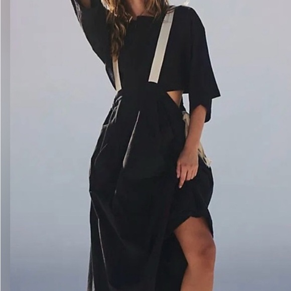 Free people double down skirt (crop top and pinafore skirt) set in size large - Picture 2 of 7